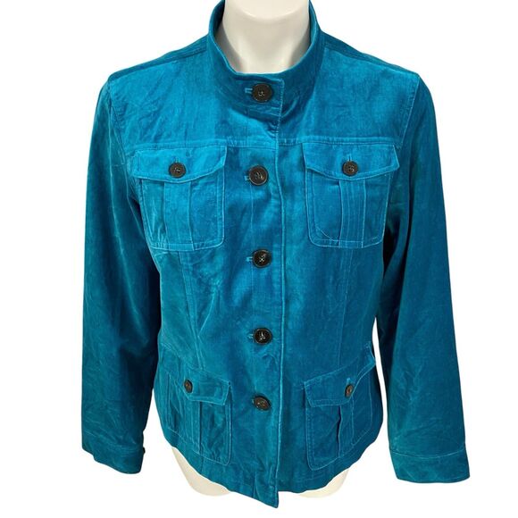 Covington Blazer Womens 14 Blue Velour Jacket Career Professional Work Office - Picture 11 of 16